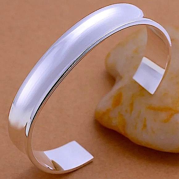 Sterling Silver Bangle Cuff Bracelet - Picture 1 of 8